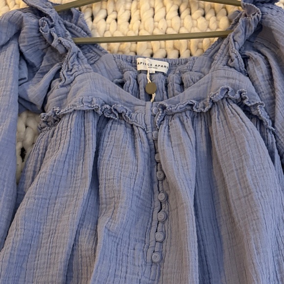 Apiece Apart Light Blue Ruffled Blouse - Picture 7 of 16